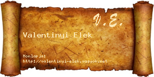 Valentinyi Elek névjegykártya